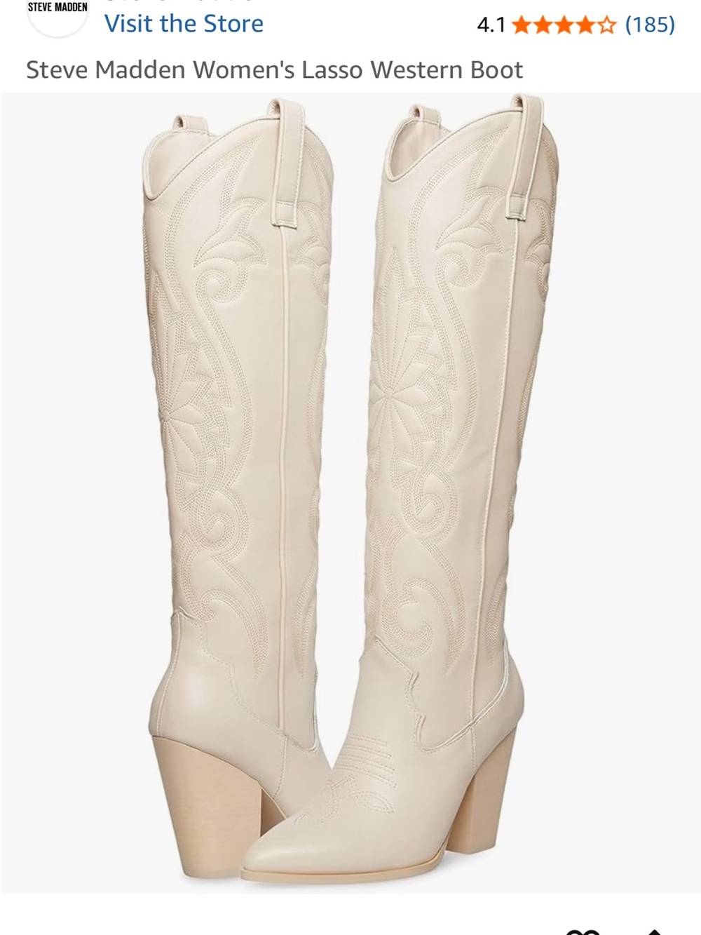 Steve Madden Cream Knee high Lasso Western Boots